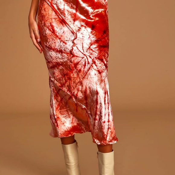 Free People "Serious Swagger" Pink Tie Dye Midi Skirt - Picture 3 of 5